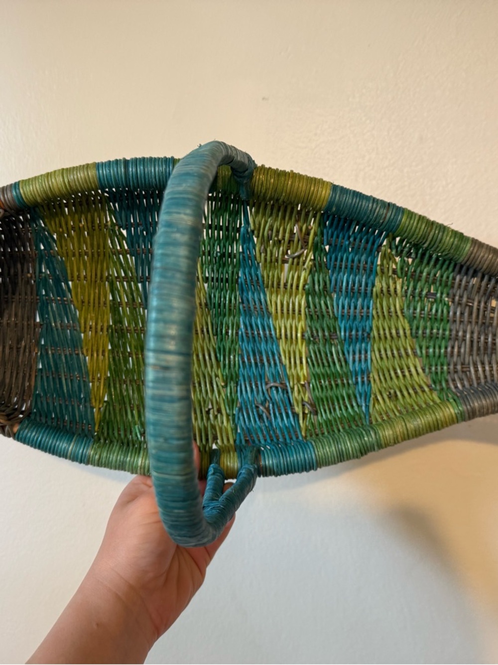 Handwoven Blue and Green Decorative fish Basket - Home Accents nautical